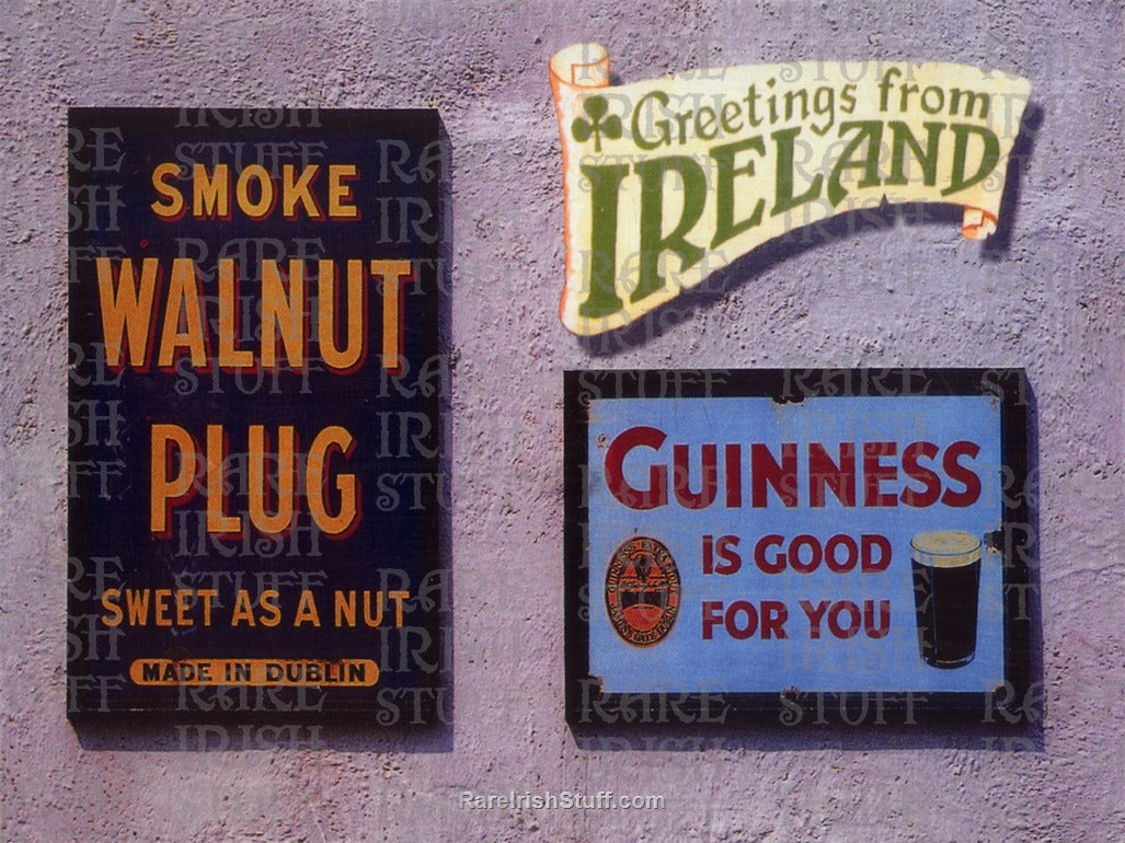 Greetings from Ireland, Guinness is Good for You & Irish Tobacco signage