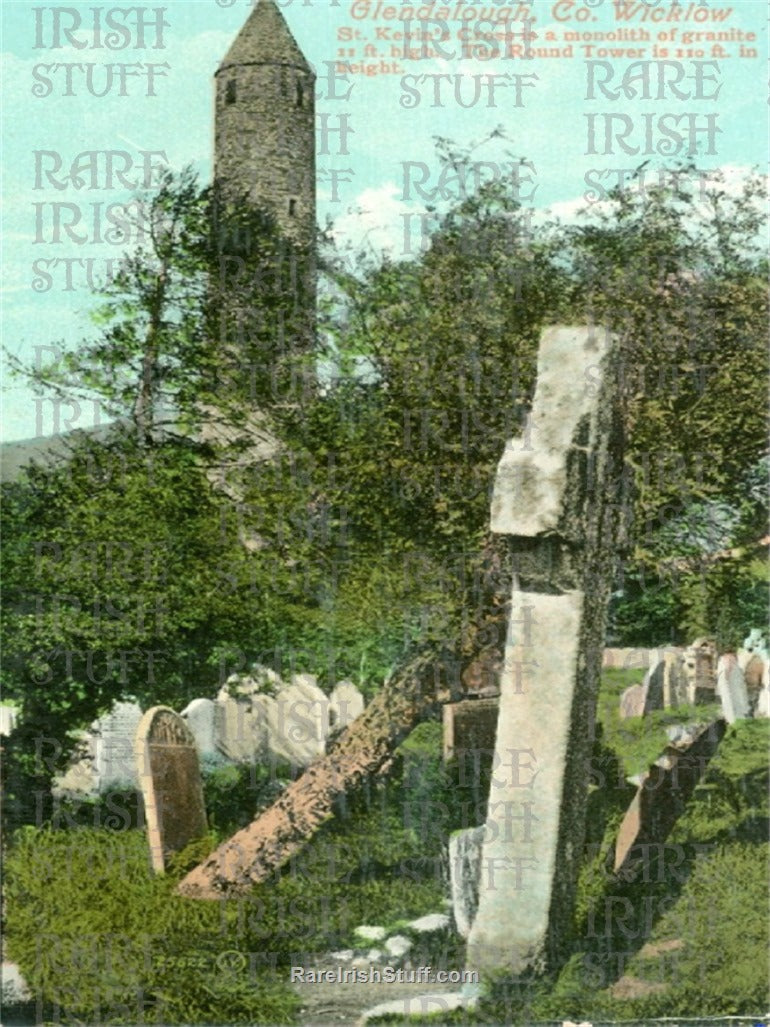 St Kevin's Cross & Round Tower, Glendalough, Co. Wicklow, Ireland 1900