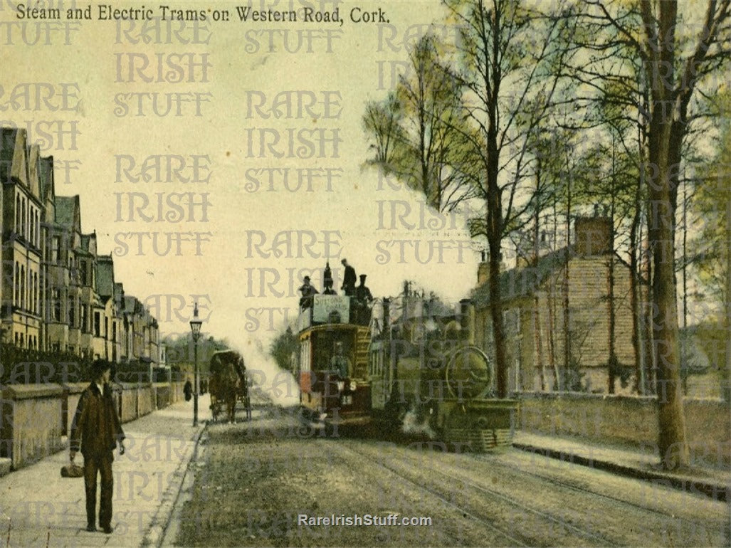 Steam & Electric Trams, Western Road, Cork City, Co. Cork, Ireland 1895