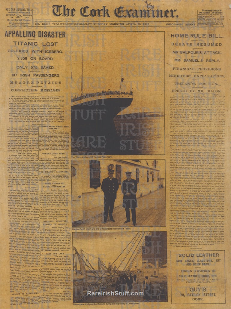 The Cork Examiner "Titanic Lost" 16th April 1912