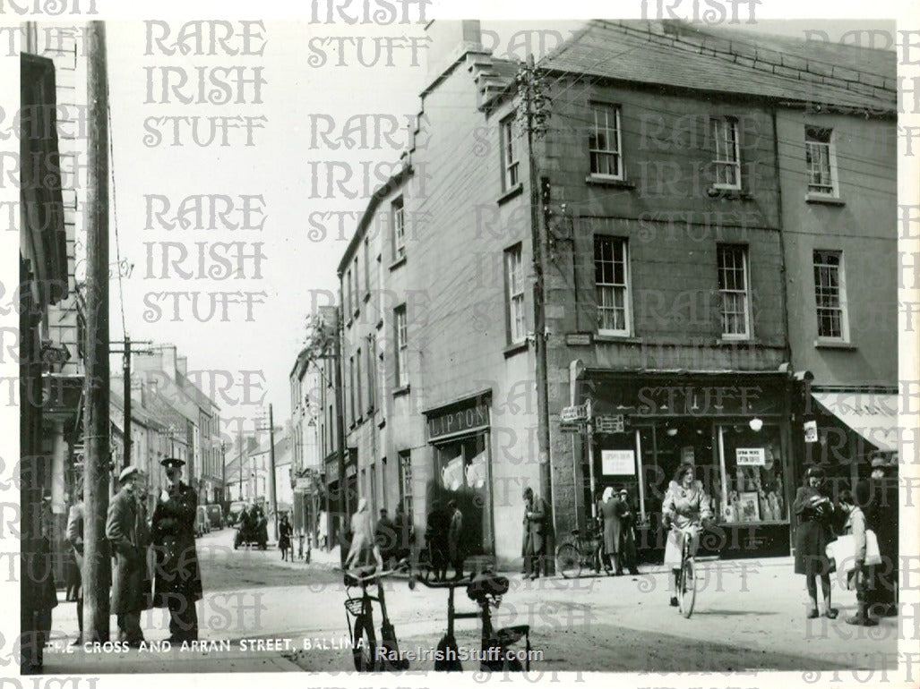 The Cross & Arran Street, Ballina, Co. Mayo, Ireland 1930s
