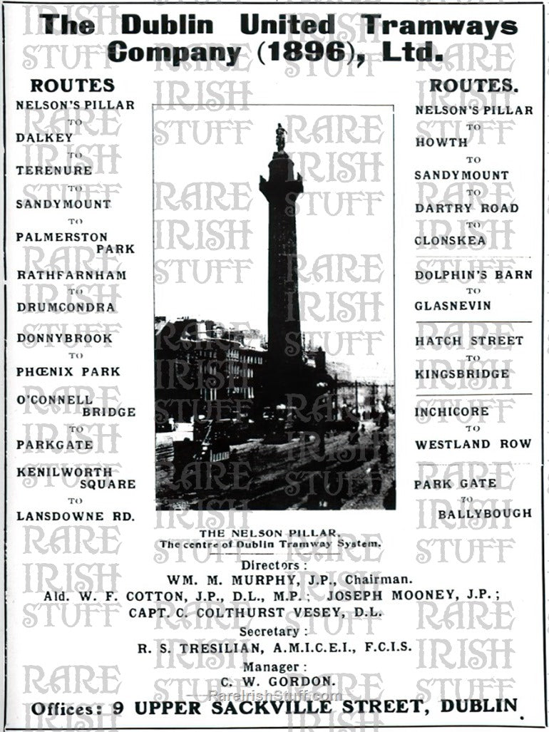The Dublin United Tramways Company Route Poster, 1896