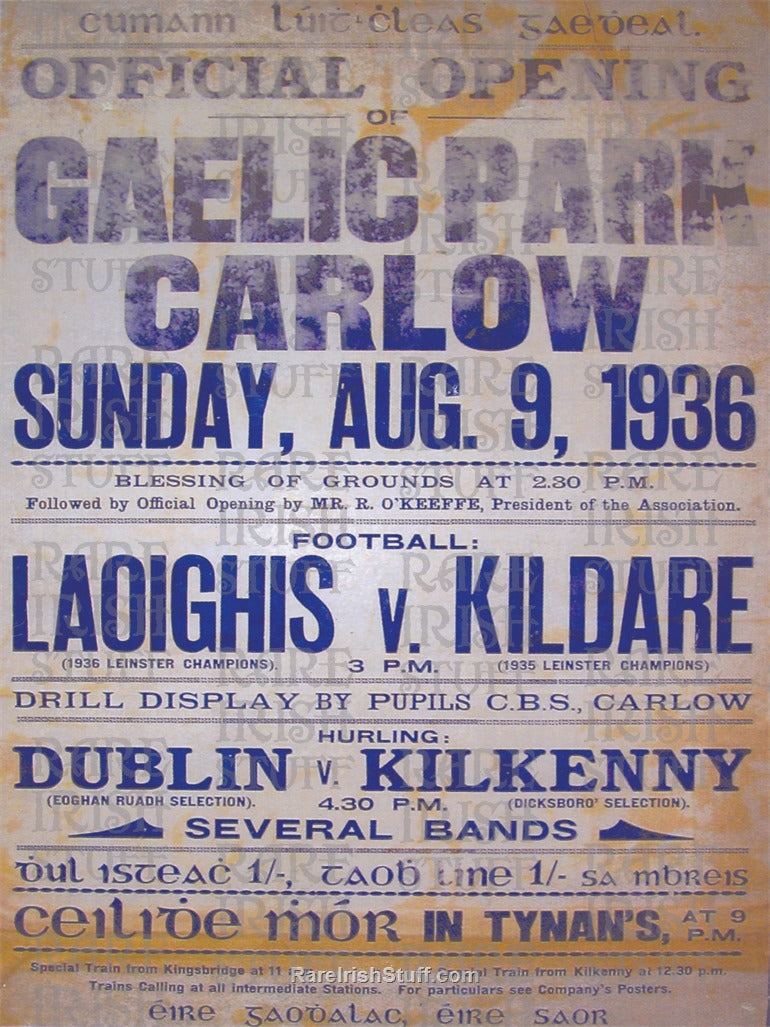 Official Opening of Gaelic Park in Carlow, Laois V Kildare, 1936