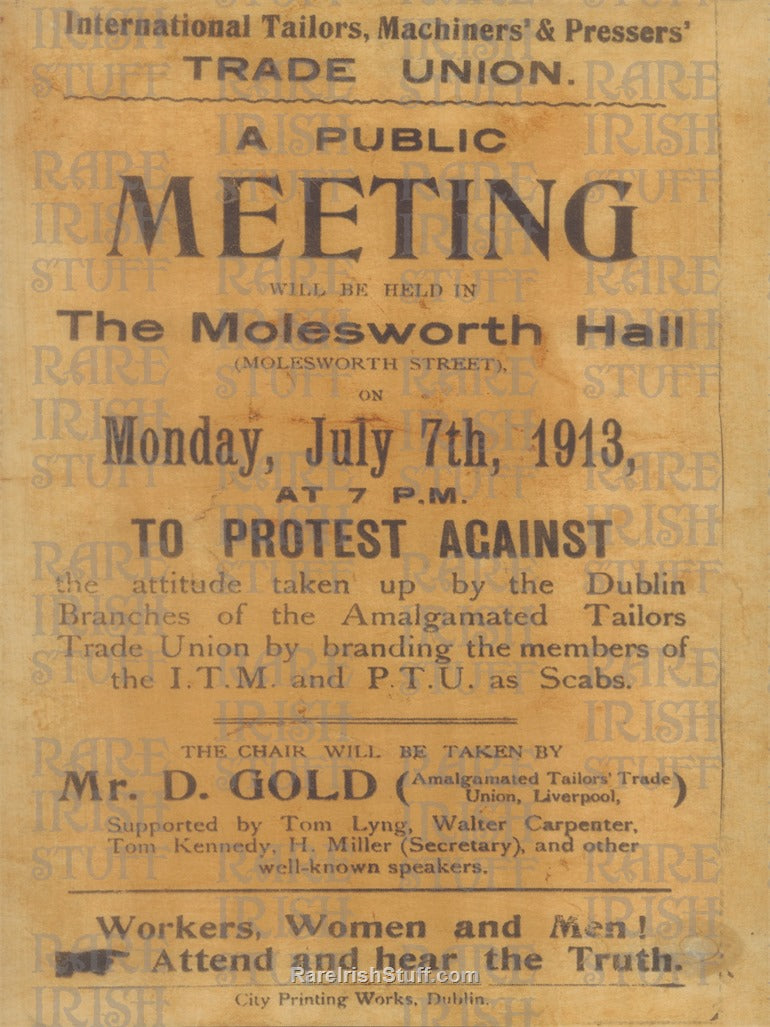 Dublin Lockout Protest Poster, Molesworth Street, 1913