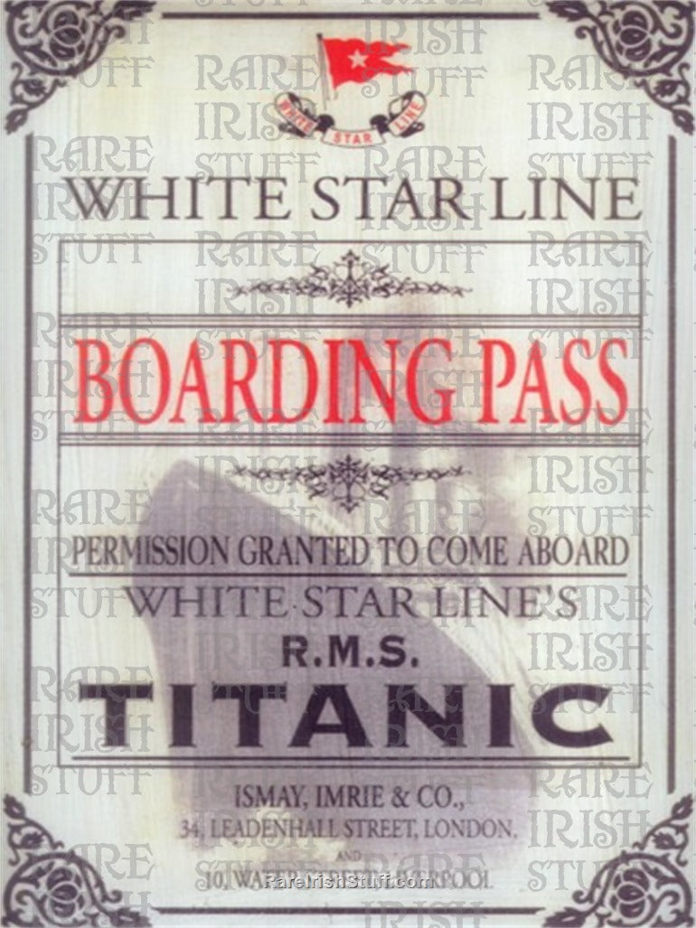 Titanic Boarding Pass 1912