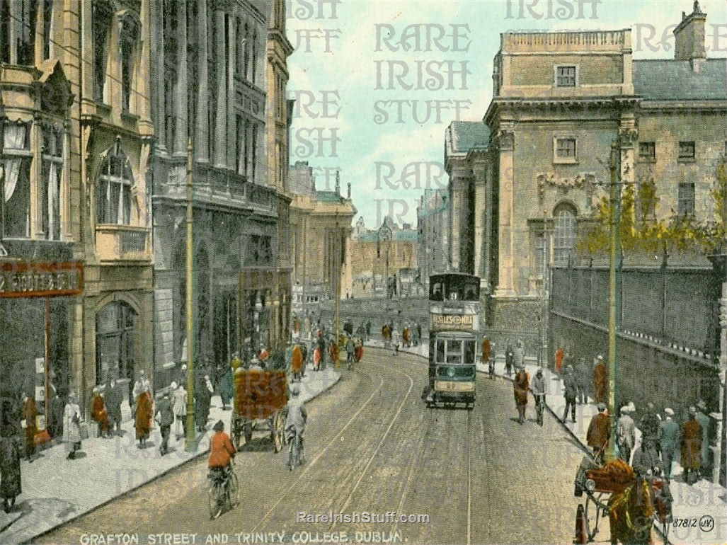 Grafton Street & Trinity College, Dublin, Ireland 1914