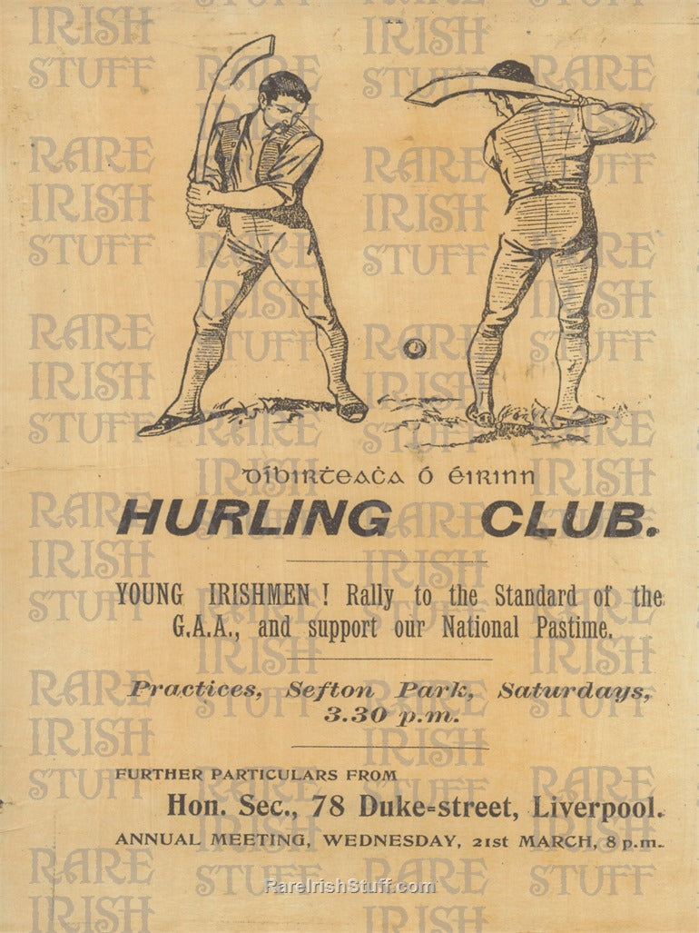 Young Irishmen, Rally to Support the GAA & our National Past Time, Liverpool Hurling Club, c.1910